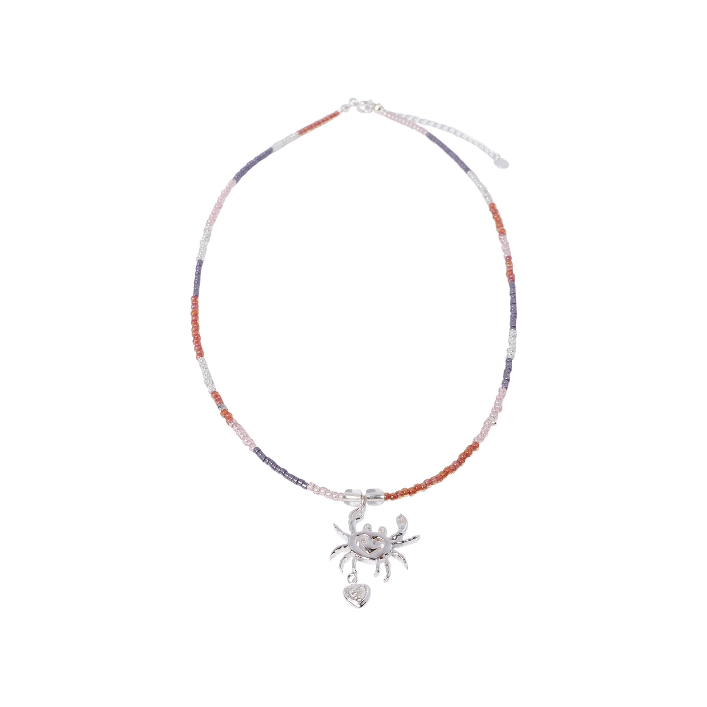 CANCER BEADED NECKLACE / ORANGE/GREY