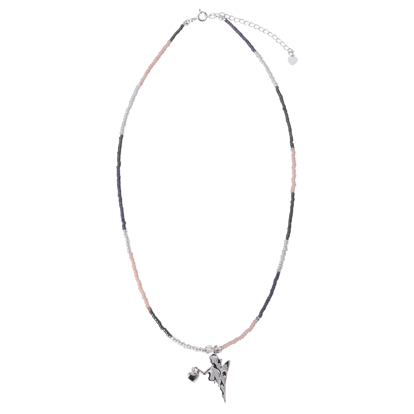 VIRGO BEADED NECKLACE / PINK/GREY