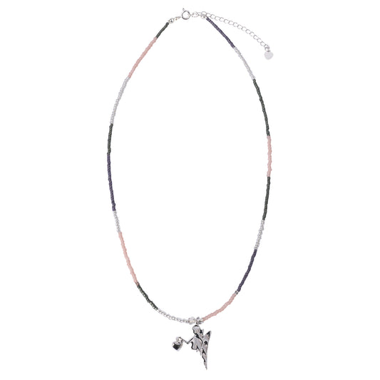VIRGO BEADED NECKLACE / PINK/GREY