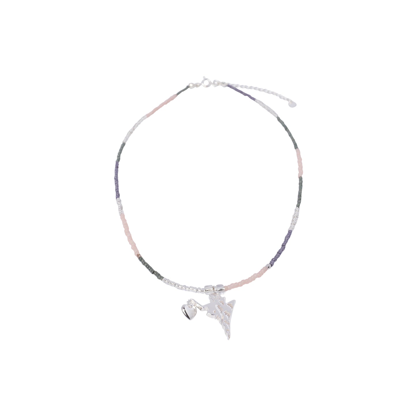 VIRGO BEADED NECKLACE / PINK/GREY