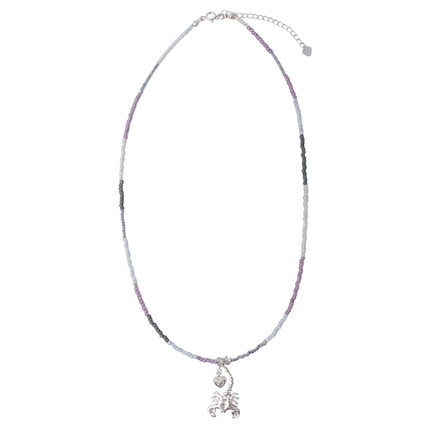 SCORPIO BEADED NECKLACE / PURPLE/GREY