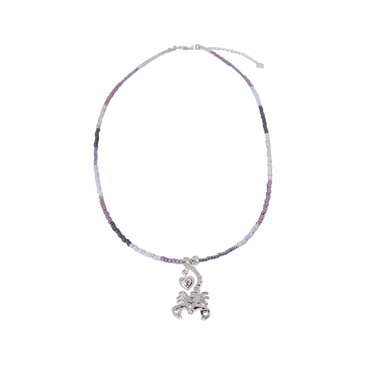 SCORPIO BEADED NECKLACE / PURPLE/GREY