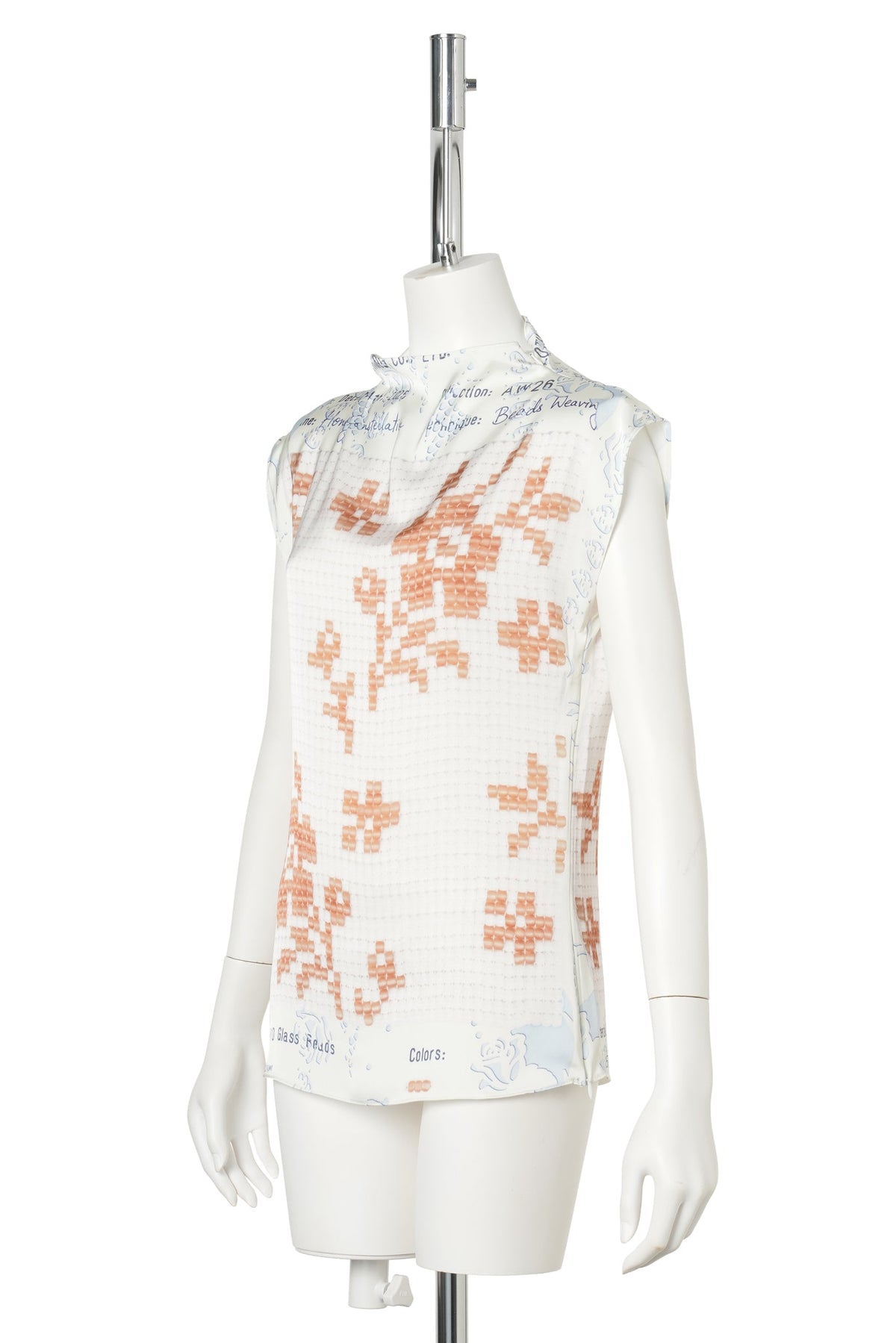 RUST FLORAL BEAD CARD TOP / IVORY/RUST