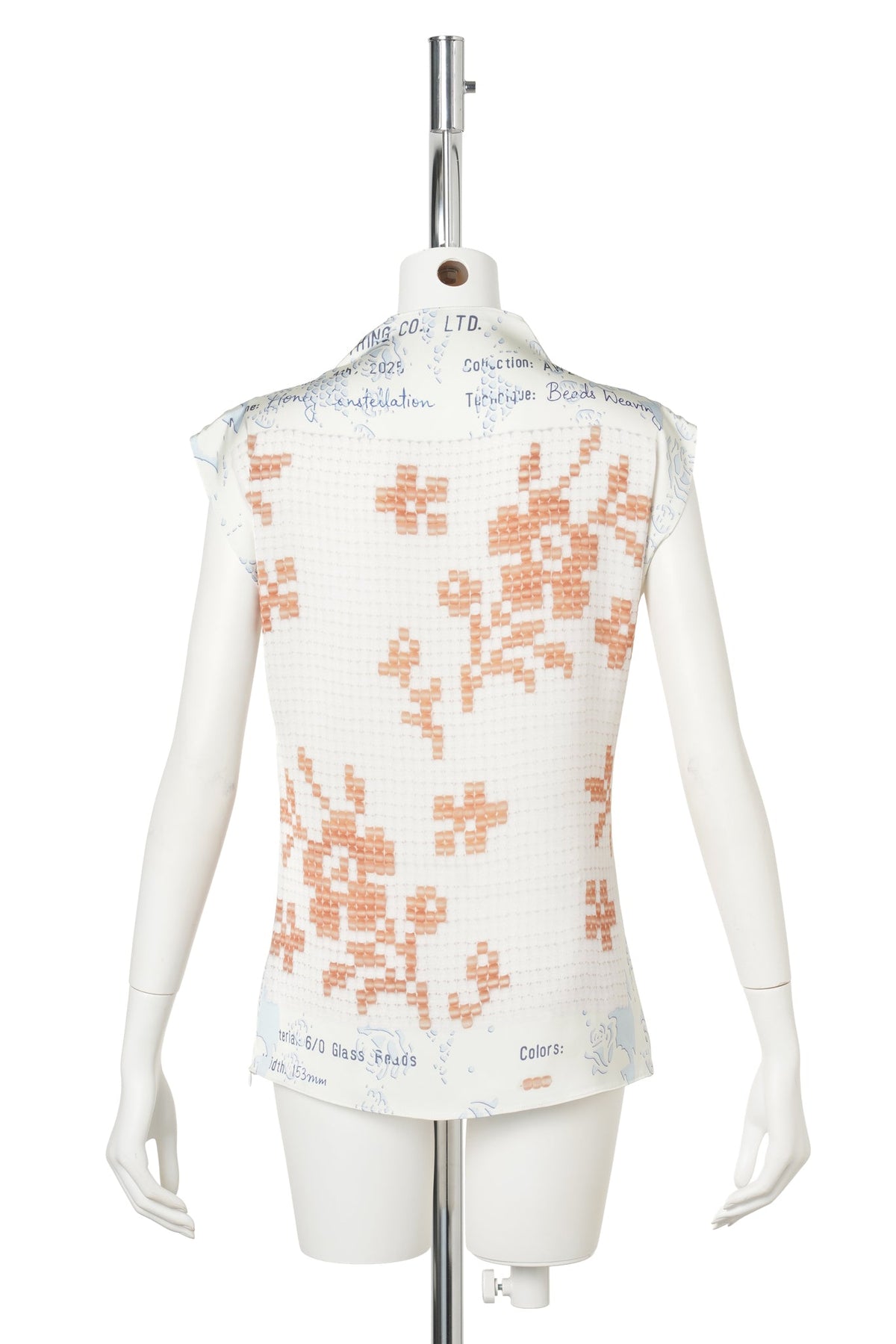 RUST FLORAL BEAD CARD TOP / IVORY/RUST