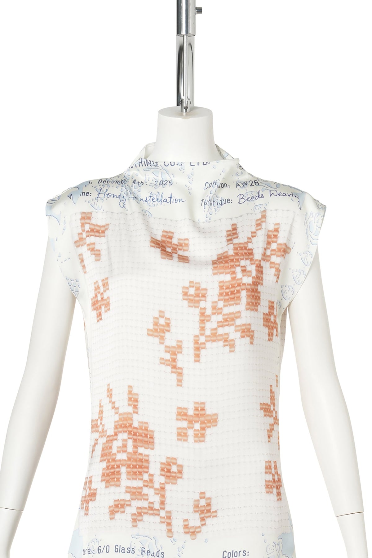 RUST FLORAL BEAD CARD TOP / IVORY/RUST