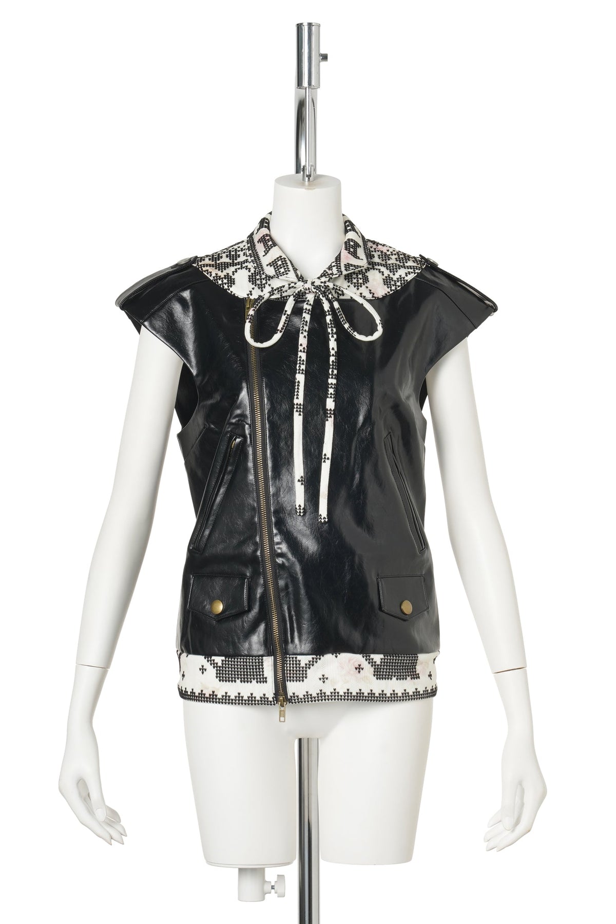 BLACK ROSA JACQUARD / COLLAR LEATHER / BLACK/IVORY