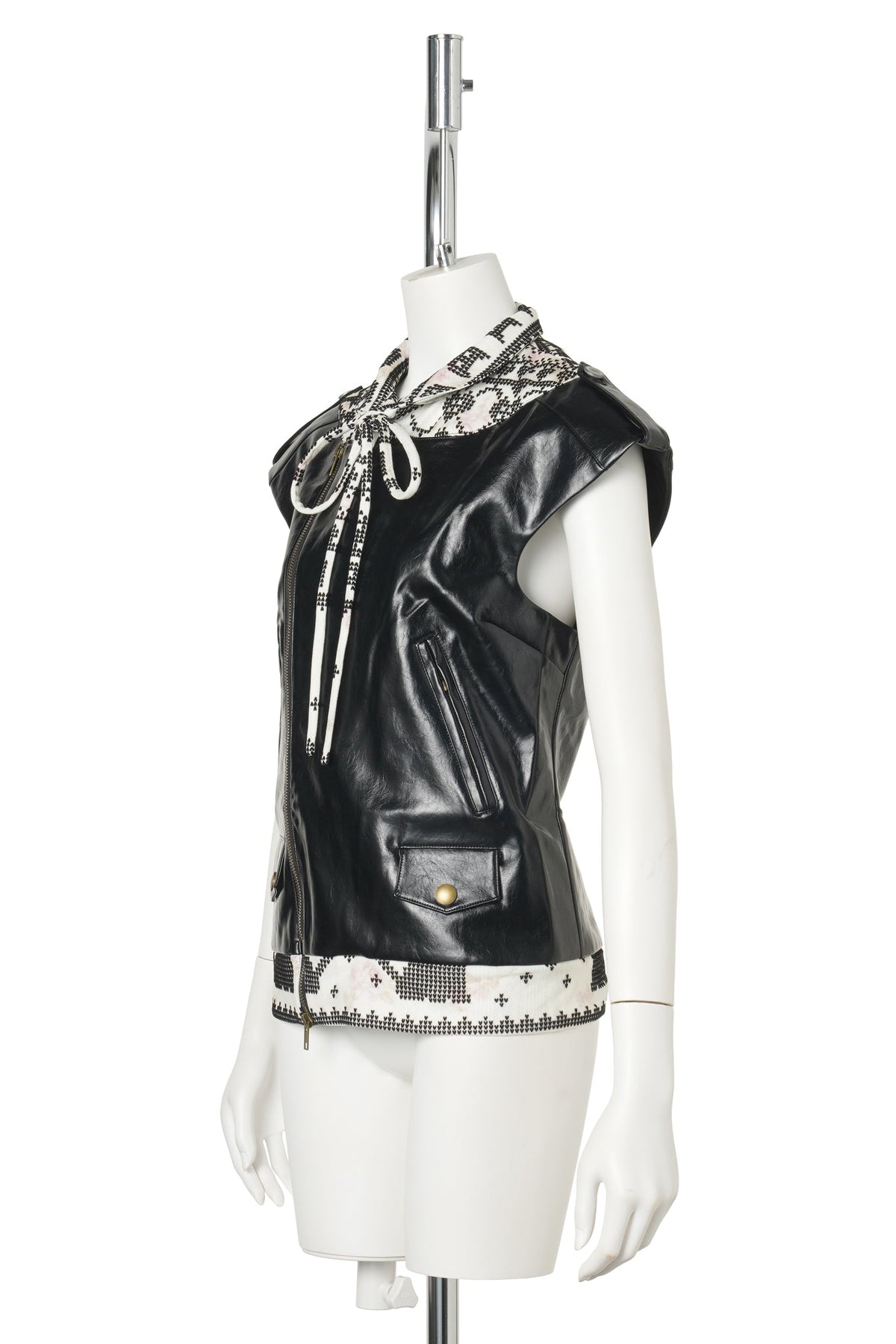 BLACK ROSA JACQUARD / COLLAR LEATHER / BLACK/IVORY