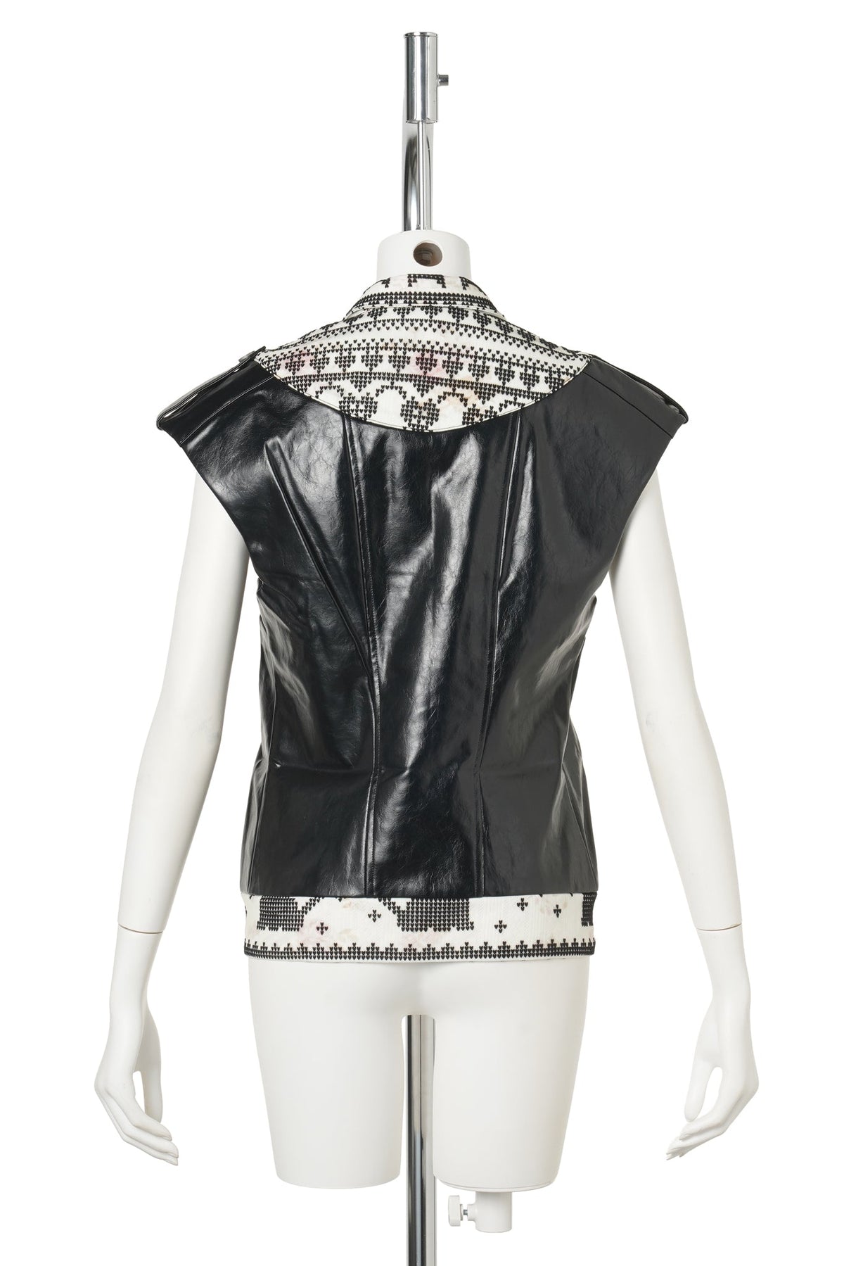 BLACK ROSA JACQUARD / COLLAR LEATHER / BLACK/IVORY
