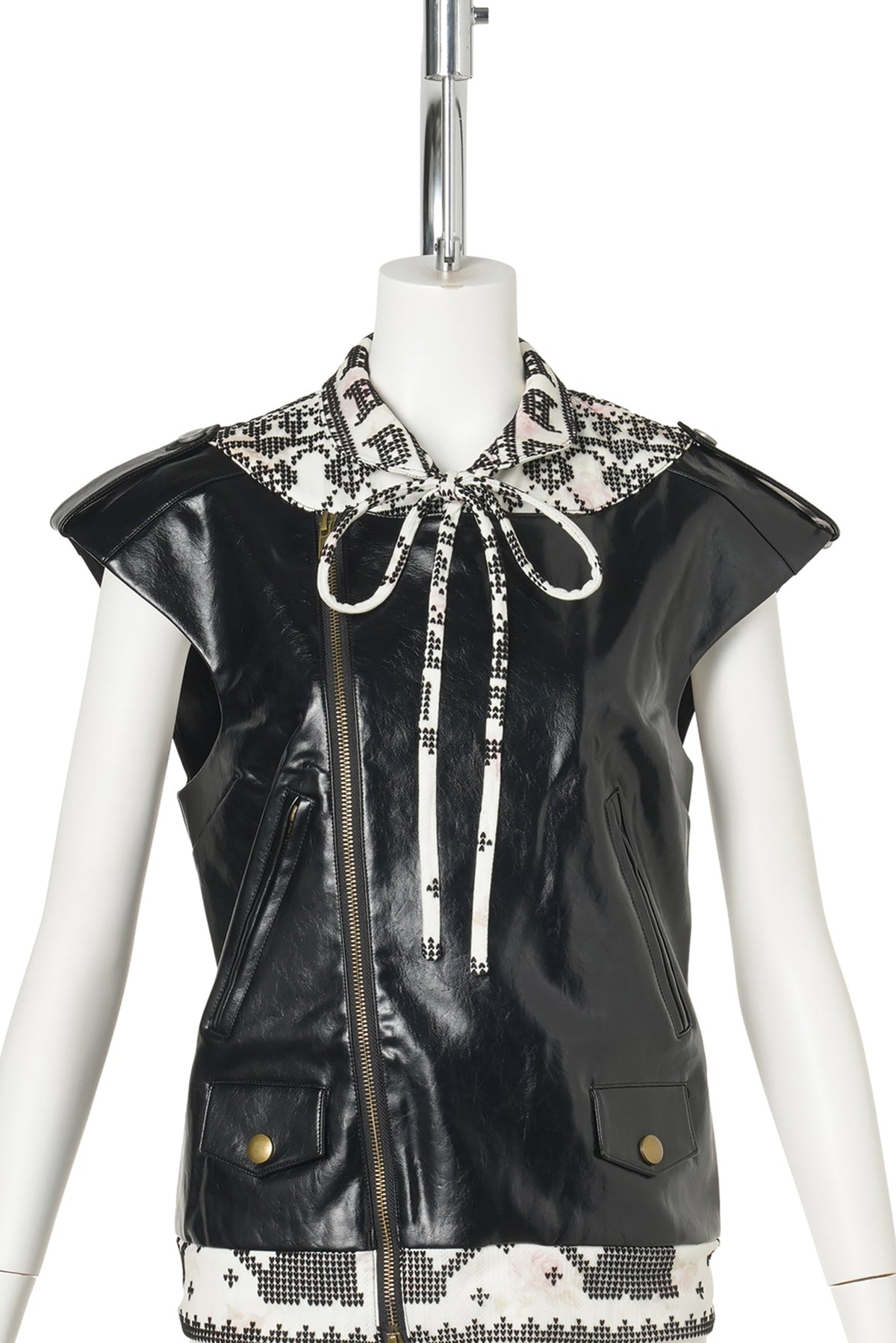 BLACK ROSA JACQUARD / COLLAR LEATHER / BLACK/IVORY