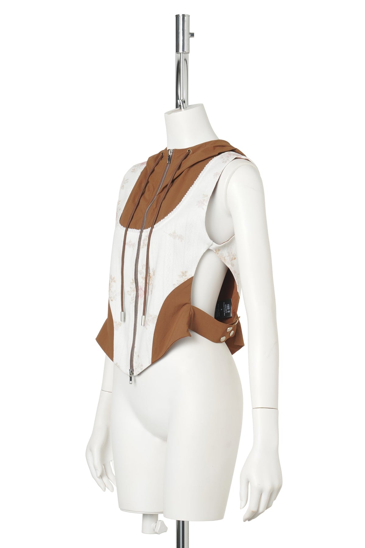 HOODED CORSET VEST / RUST/IVORY