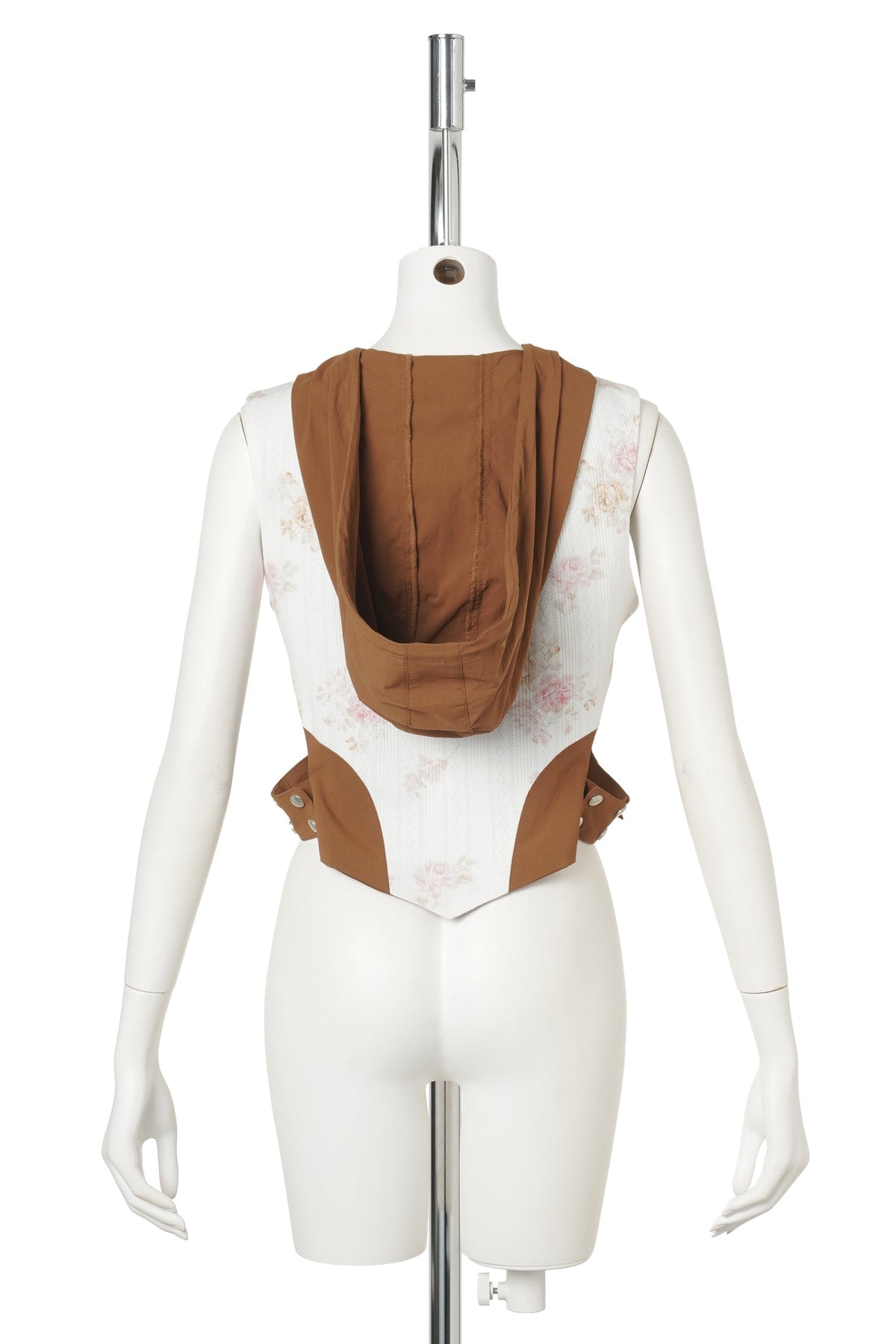 HOODED CORSET VEST / RUST/IVORY