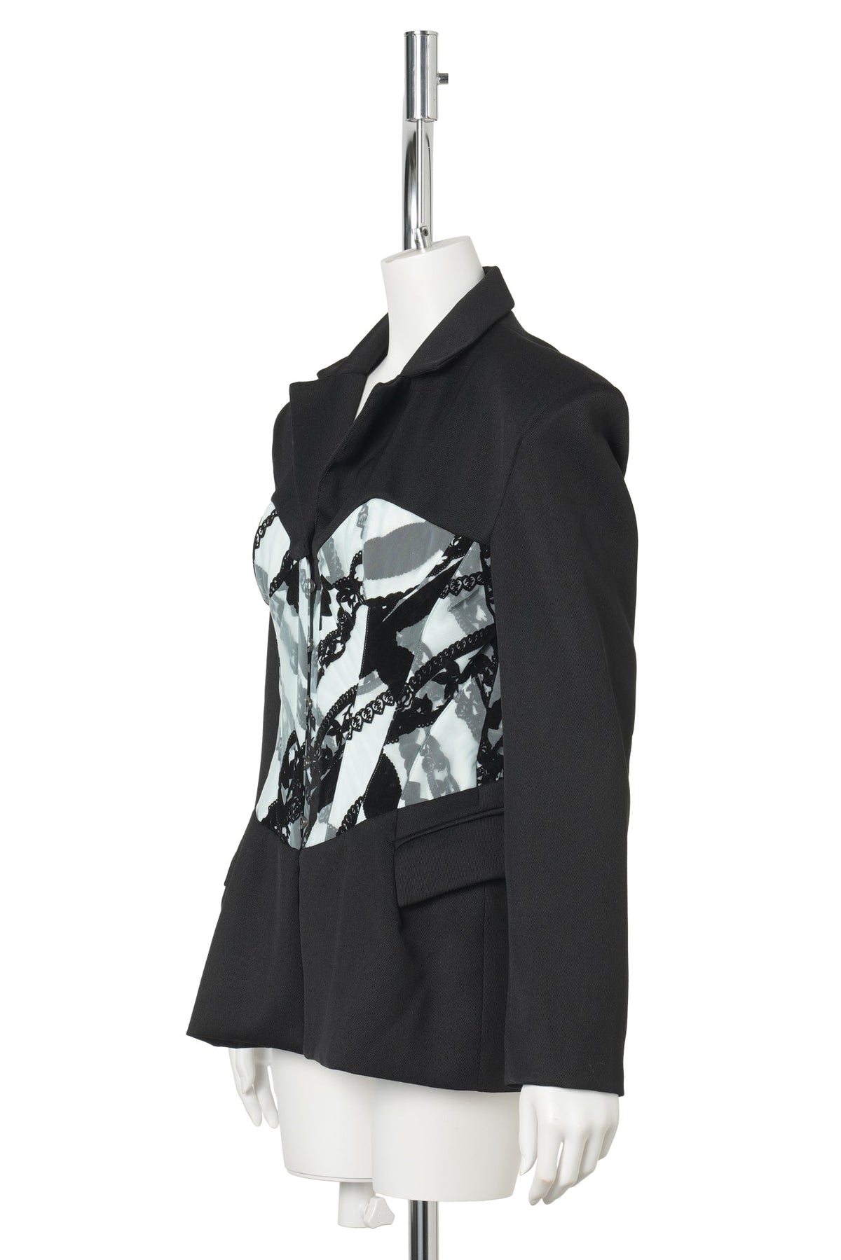 BLACK SCULPTED ROSA CORSET BLAZER / BLACK/BLUE
