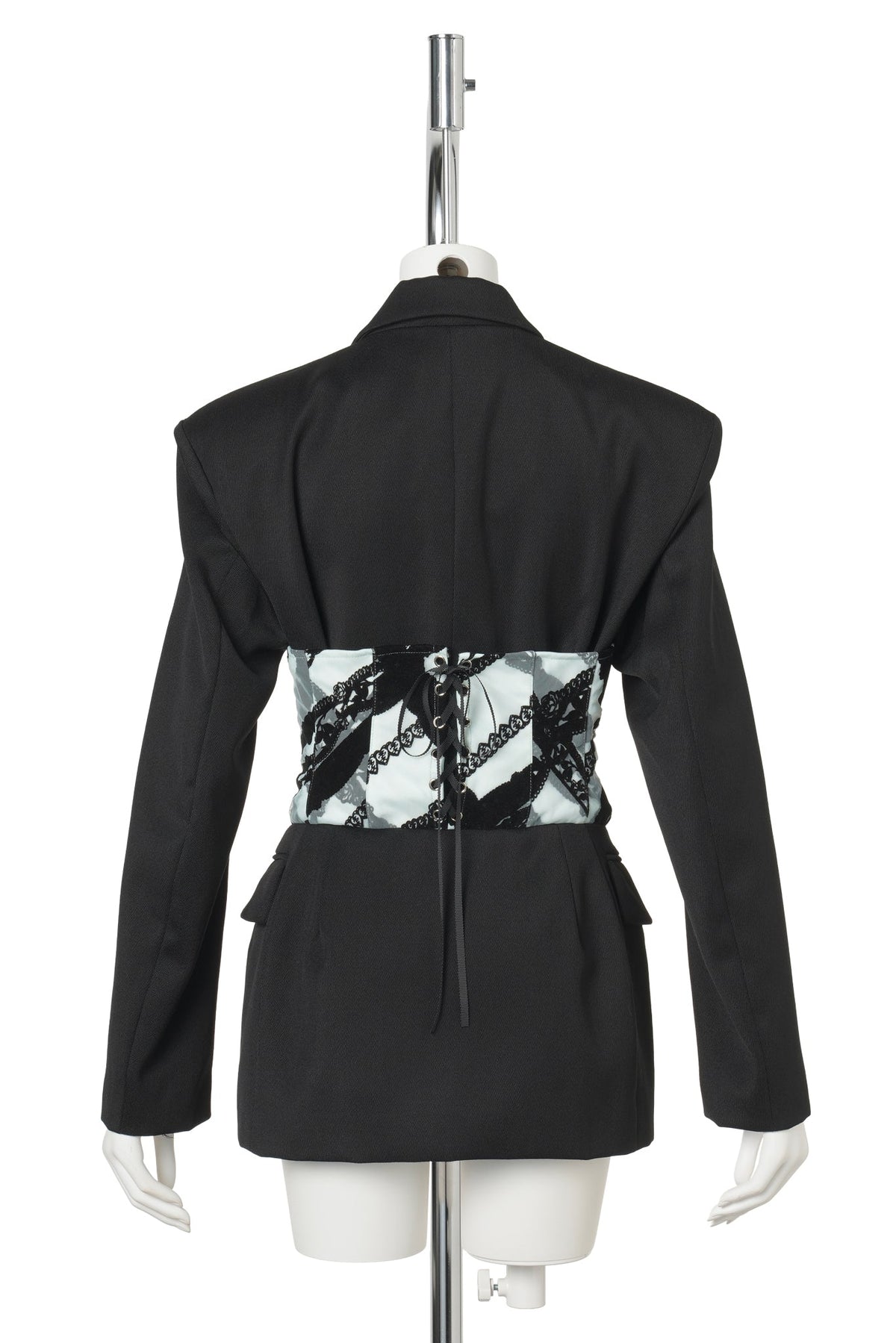 BLACK SCULPTED ROSA CORSET BLAZER / BLACK/BLUE