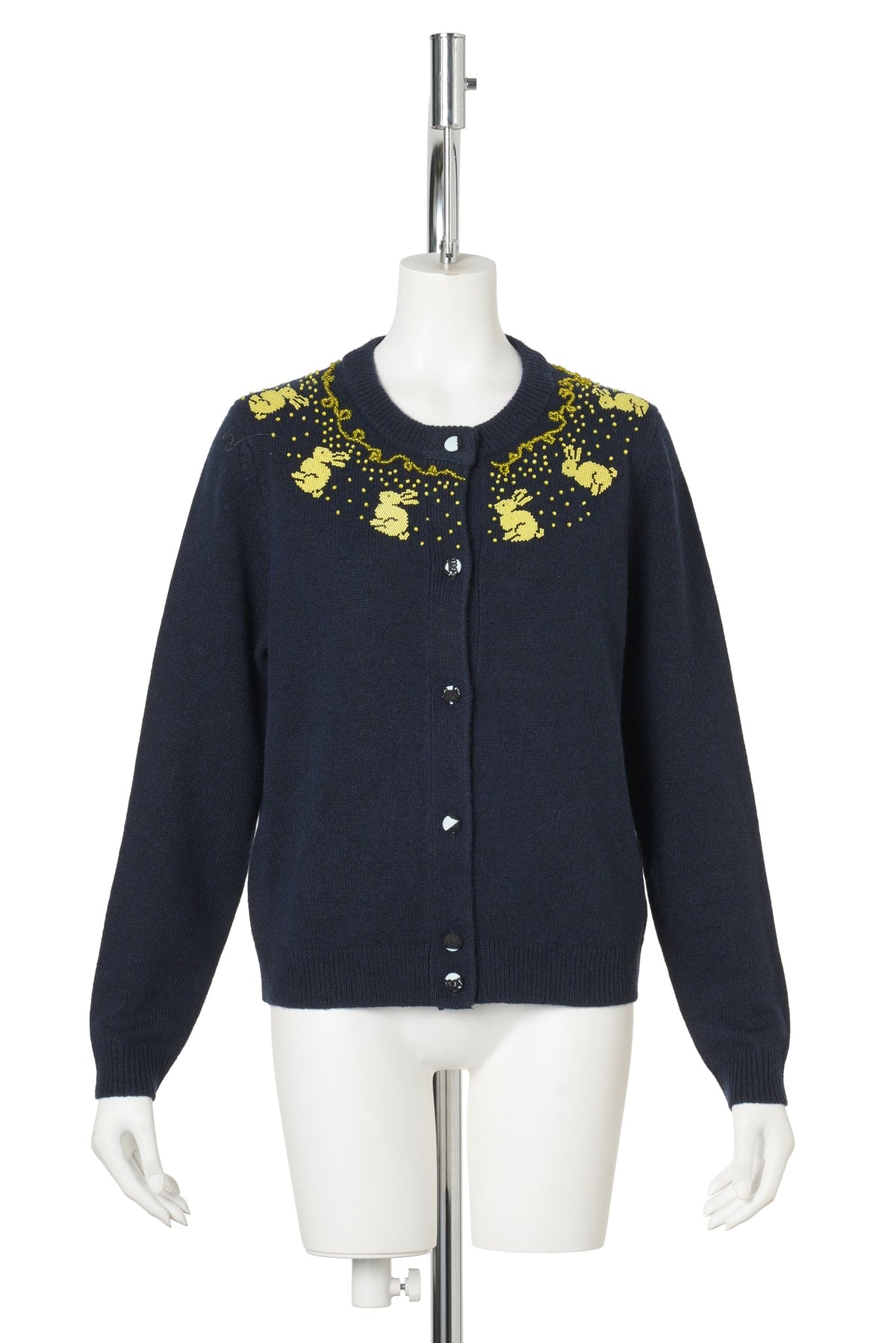 RABBIT BEADED CARDIGAN / MIDNIGHT NAVY/BUTTER