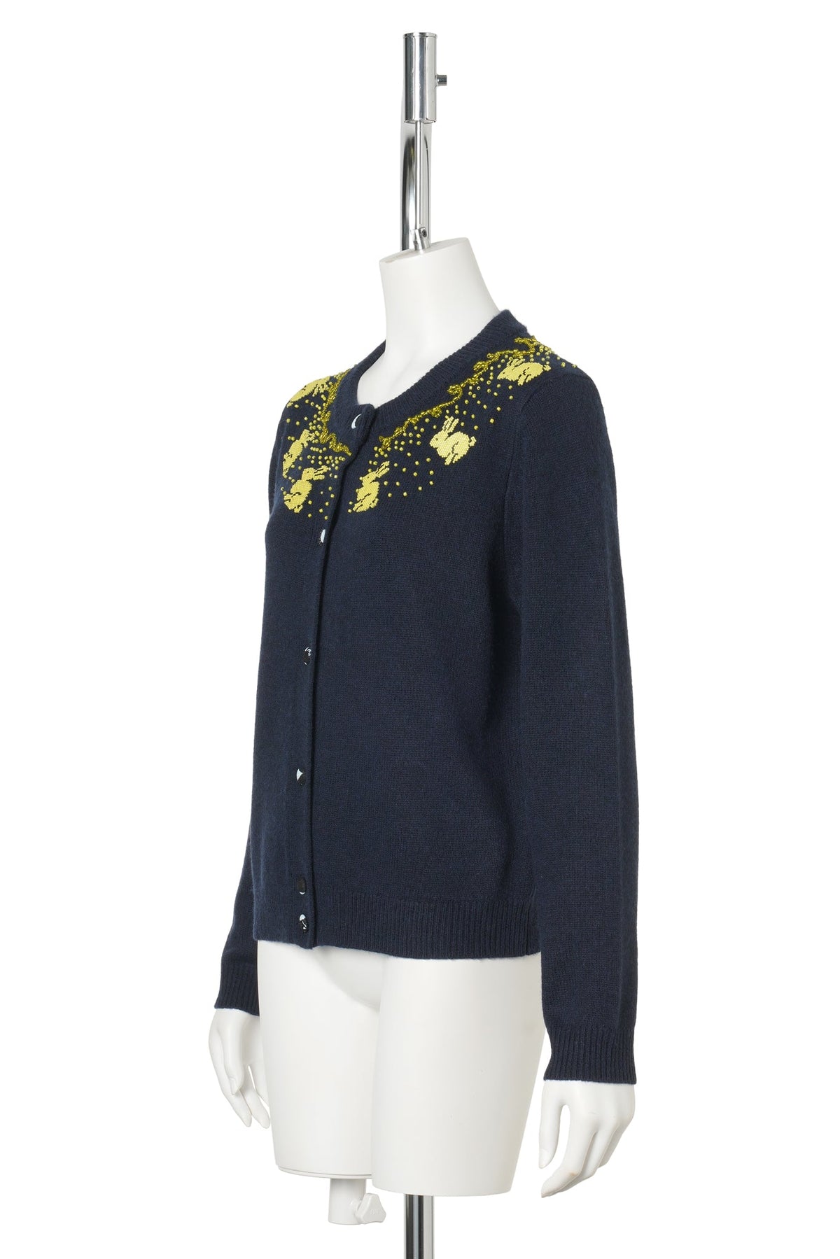 RABBIT BEADED CARDIGAN / MIDNIGHT NAVY/BUTTER