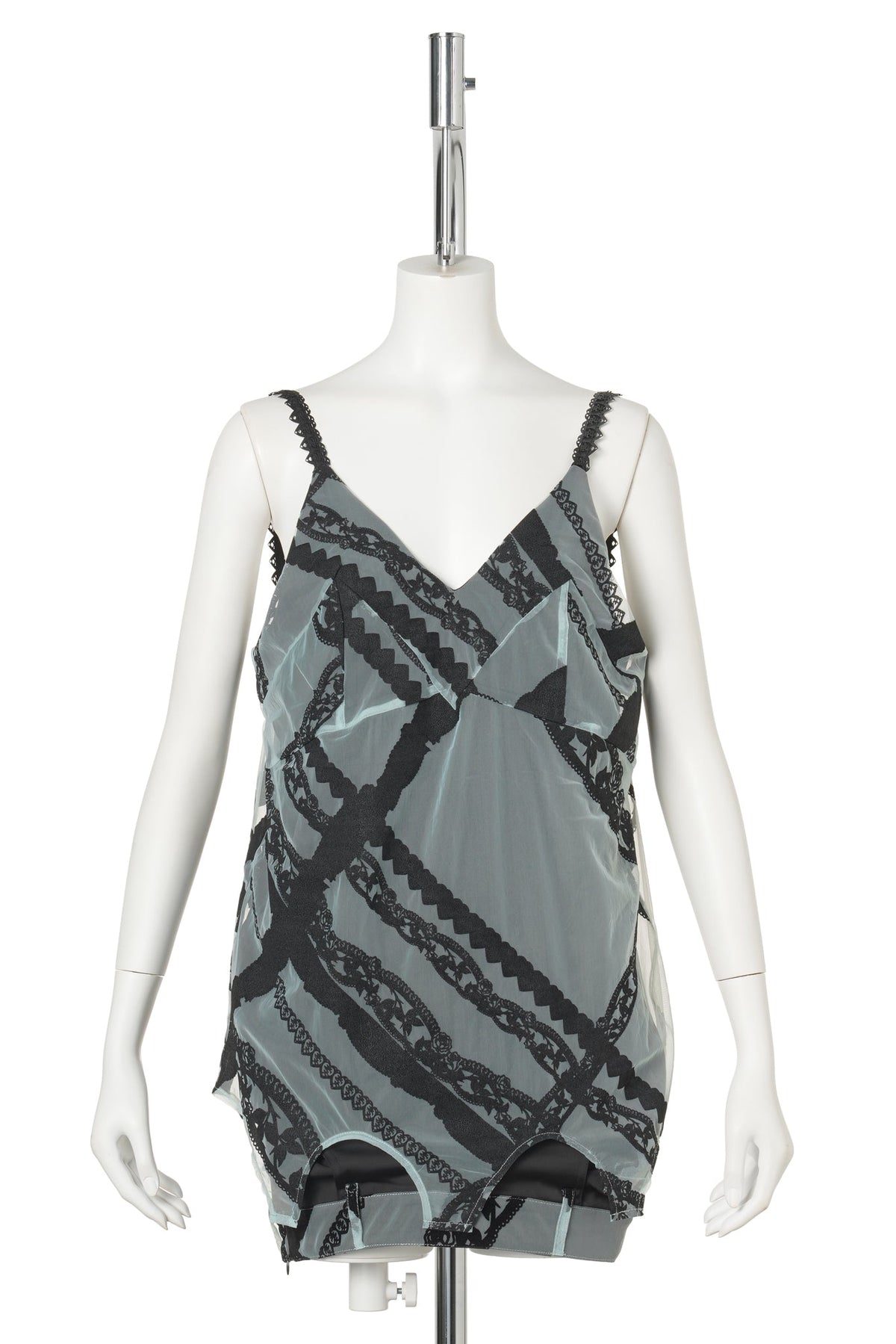 NAVY LACE PRINT / CONVERTIBLE TOP / SKIRT / BLACK/POWDER BLUE