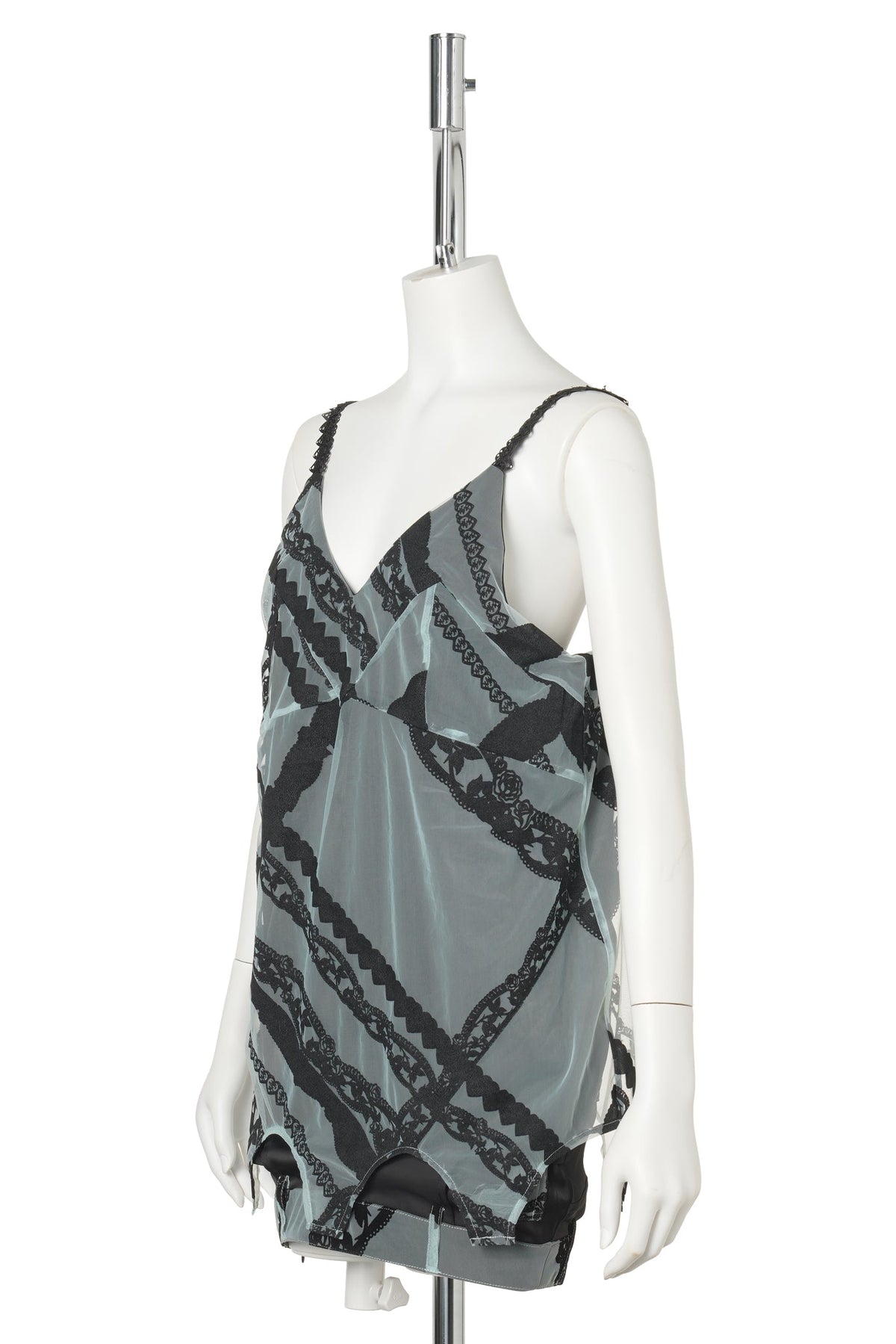 NAVY LACE PRINT / CONVERTIBLE TOP / SKIRT / BLACK/POWDER BLUE