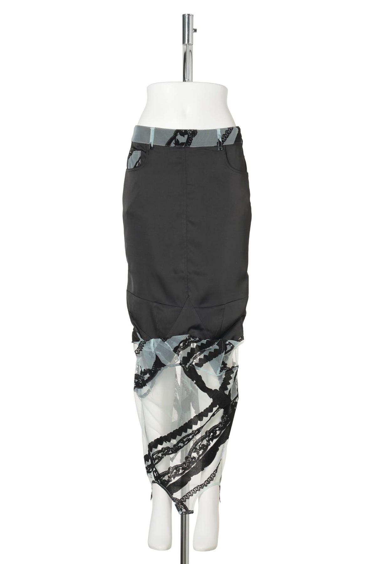 NAVY LACE PRINT / CONVERTIBLE TOP / SKIRT / BLACK/POWDER BLUE