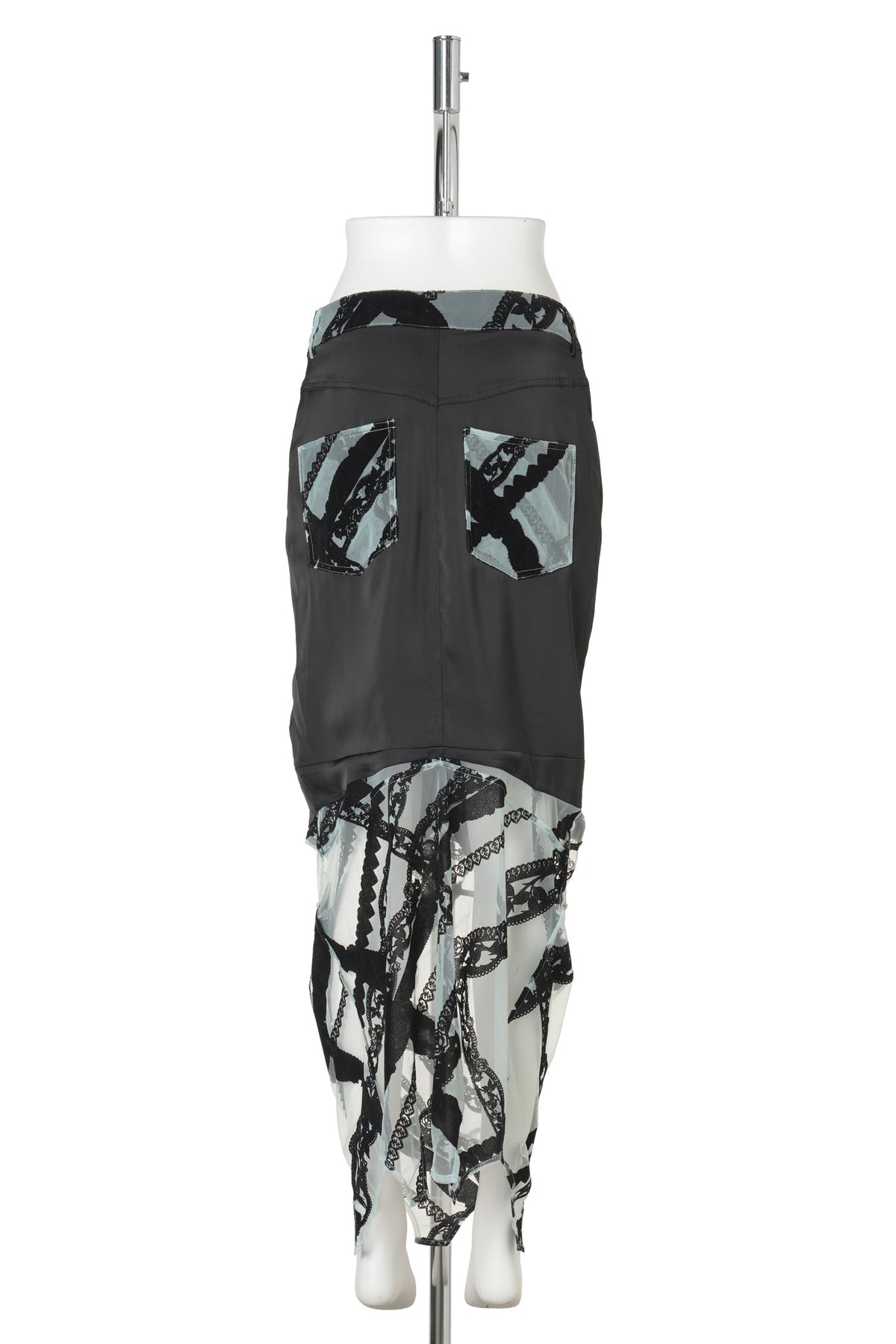 NAVY LACE PRINT / CONVERTIBLE TOP / SKIRT / BLACK/POWDER BLUE