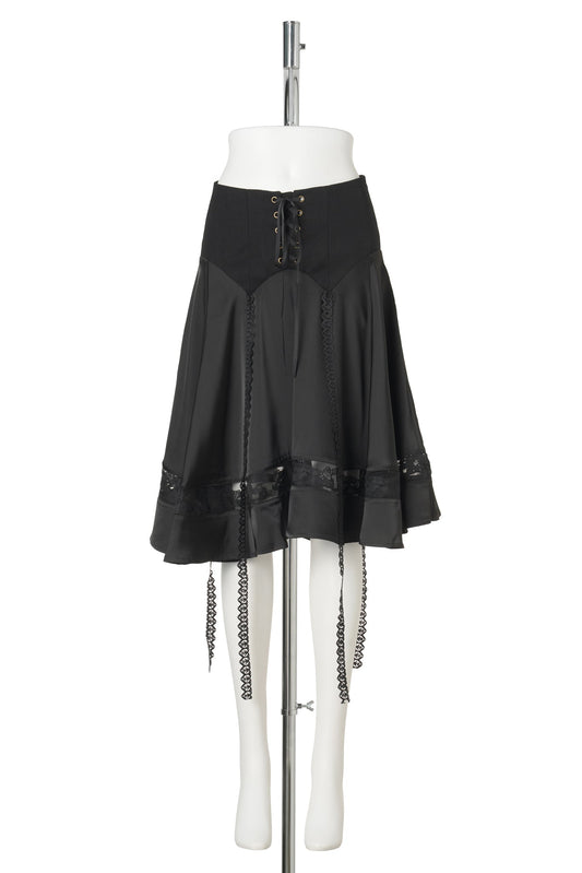 MIDNIGHT CORSET LACE SKIRT / BLACK