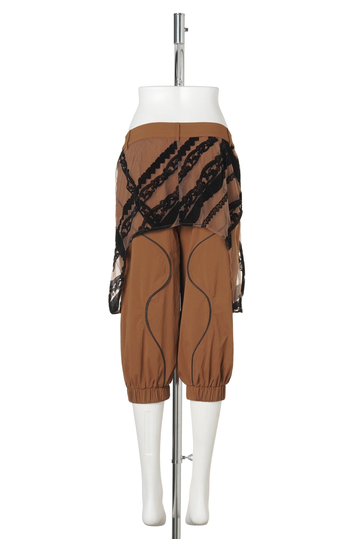 LACE PANEL TRACK SHORTS / RUST/BLACK