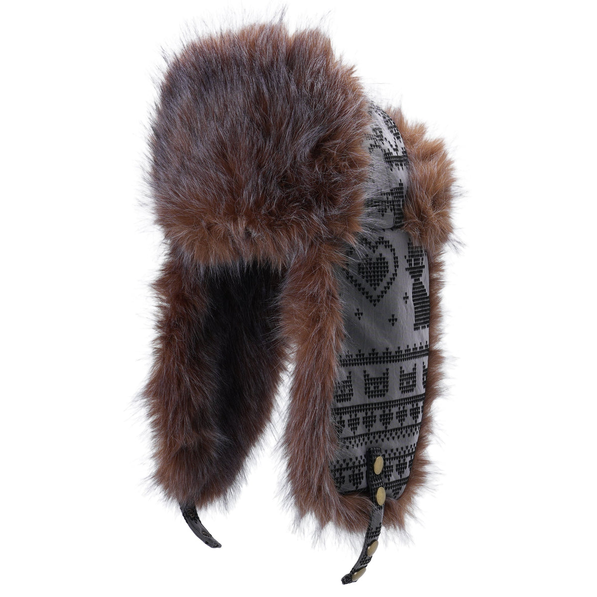 CHARCOAL ROSA JACQUARD / TRAPPER HAT / CHARCOAL/BLACK