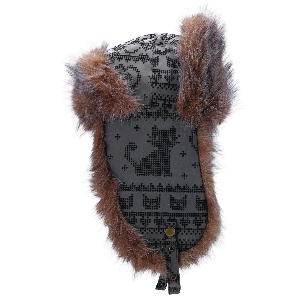 CHARCOAL ROSA JACQUARD / TRAPPER HAT / CHARCOAL/BLACK
