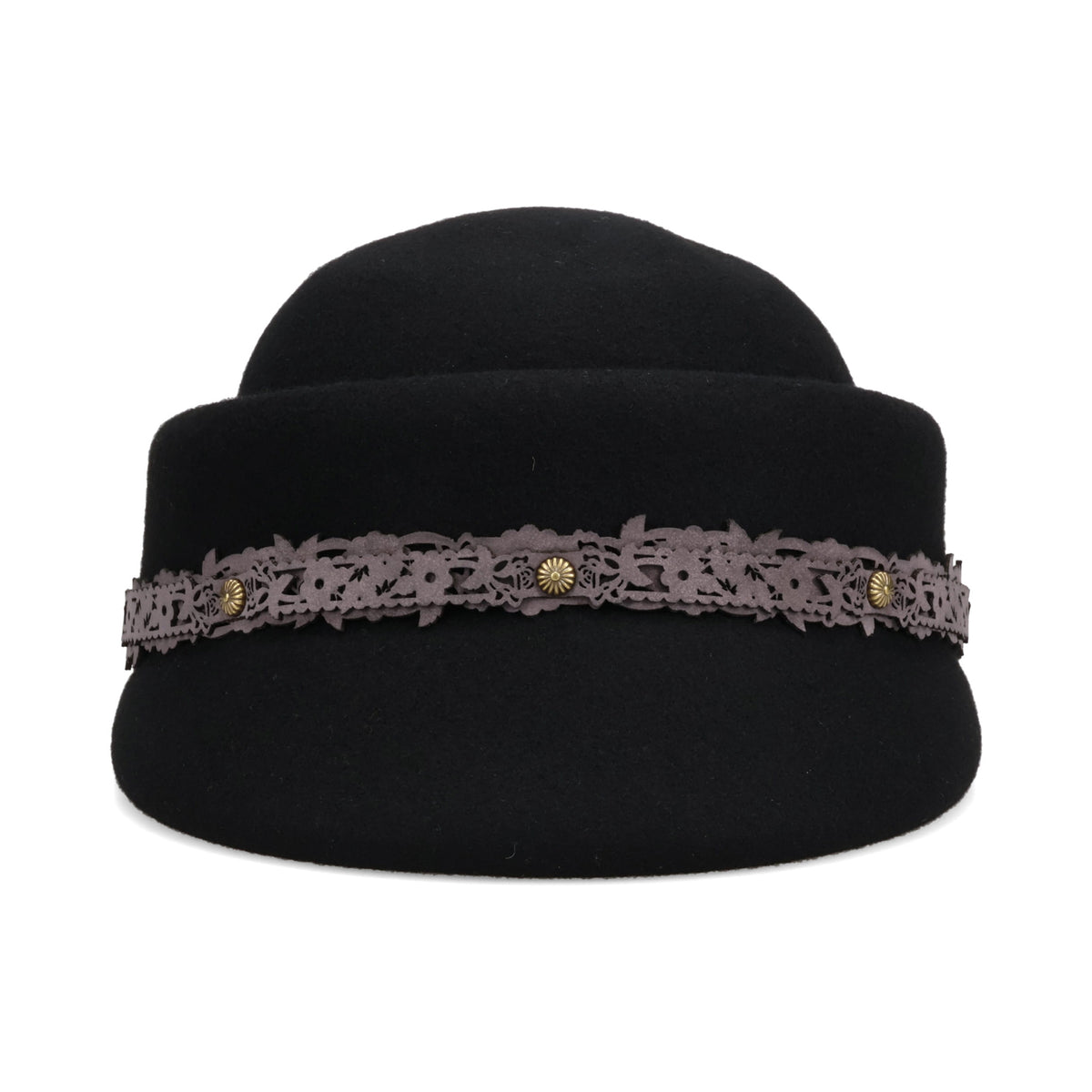 LACE BAND CLOCHE HAT / BLACK/ASH LILAC