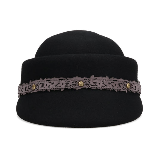 LACE BAND CLOCHE HAT / BLACK/ASH LILAC