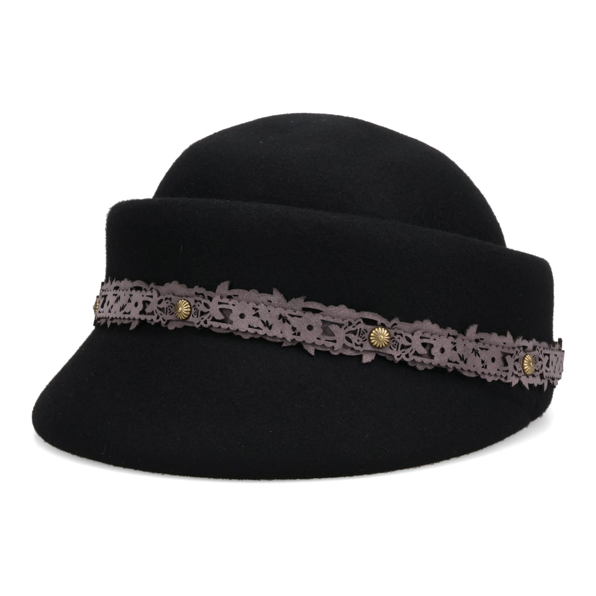 LACE BAND CLOCHE HAT / BLACK/ASH LILAC