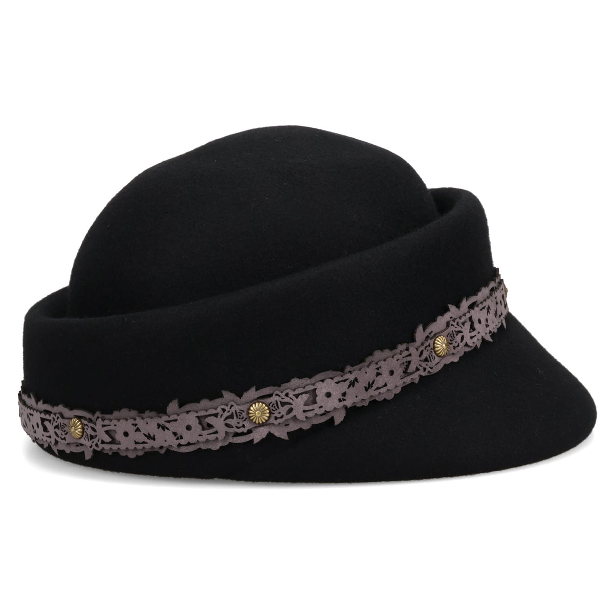 LACE BAND CLOCHE HAT / BLACK/ASH LILAC