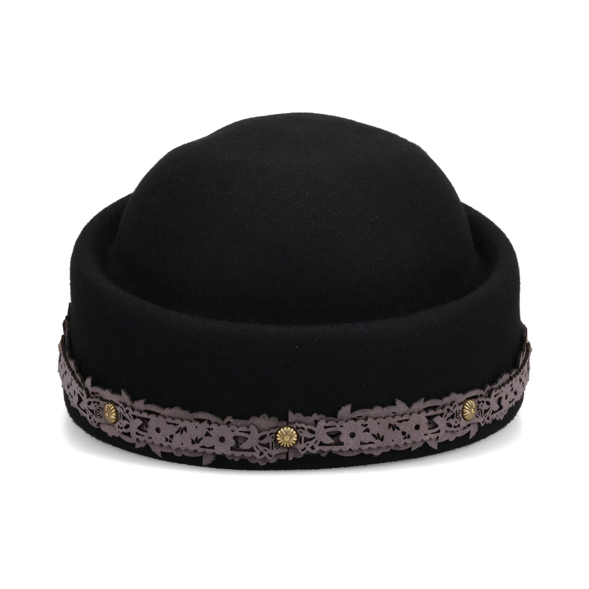 LACE BAND CLOCHE HAT / BLACK/ASH LILAC