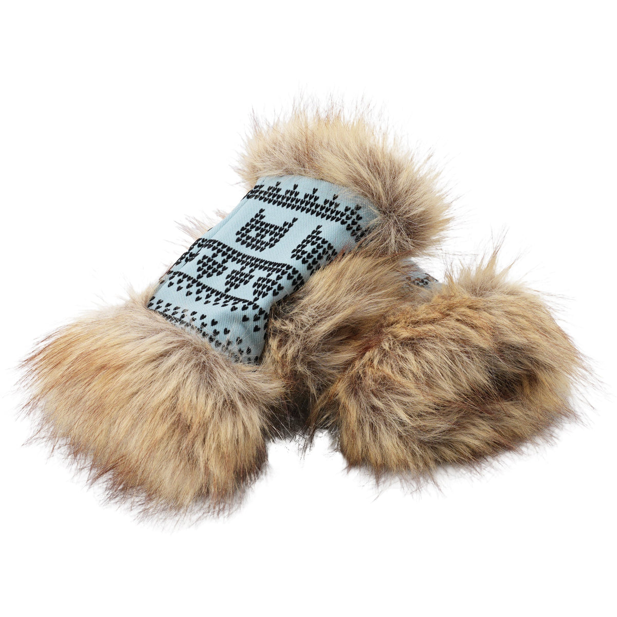 SKY ROSA JACQUARD FUR / WRIST WARMERS / BLUE/BROWN