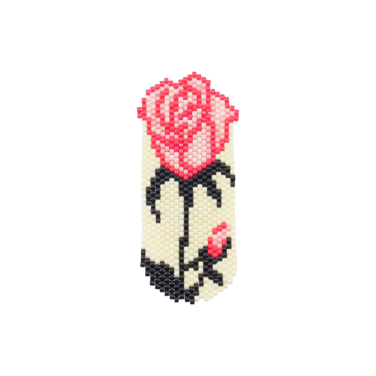 IVORY RED ROSA / BEADED HAIR CLIP / IVORY/RED