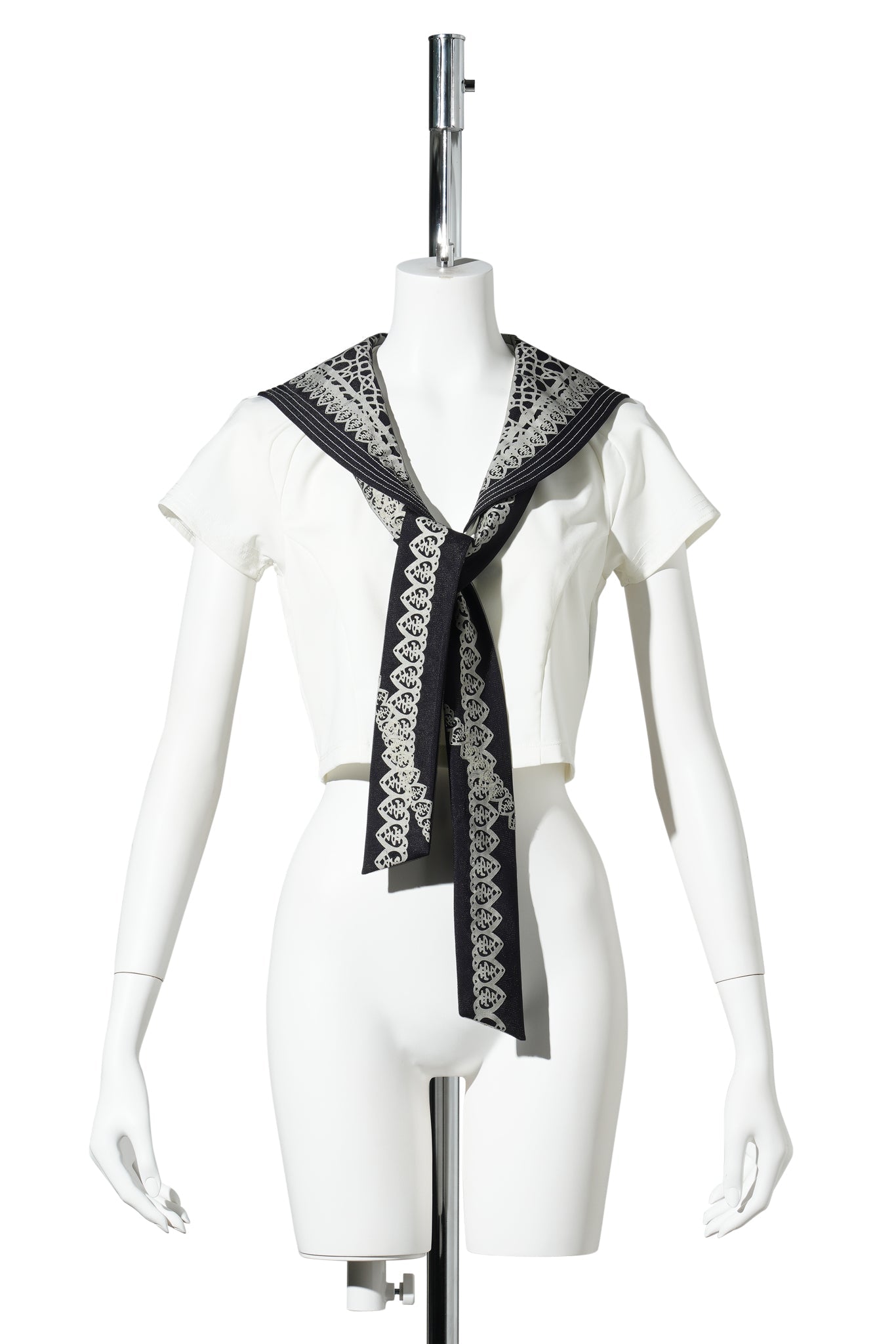 SAILOR SCARF TOP / WHITE/NAVY