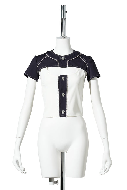 DOUBLE PLAY SHIRT / NAVY/WHITE