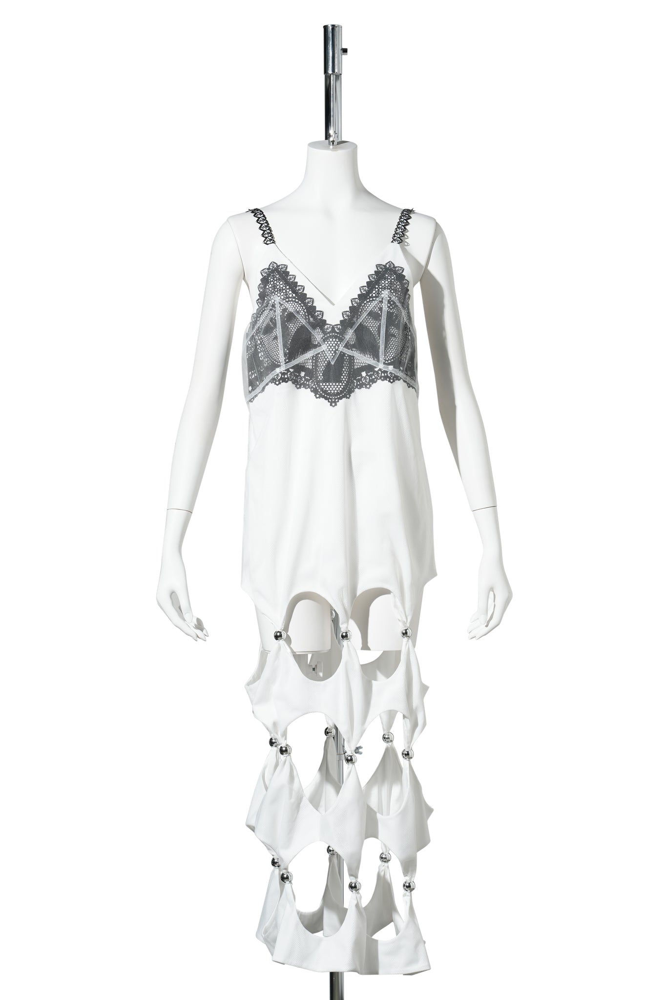 FELINE CAGE SLIP / WHITE/BLACK