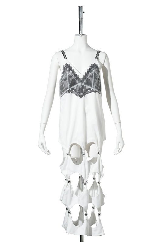 FELINE CAGE SLIP / WHITE/BLACK