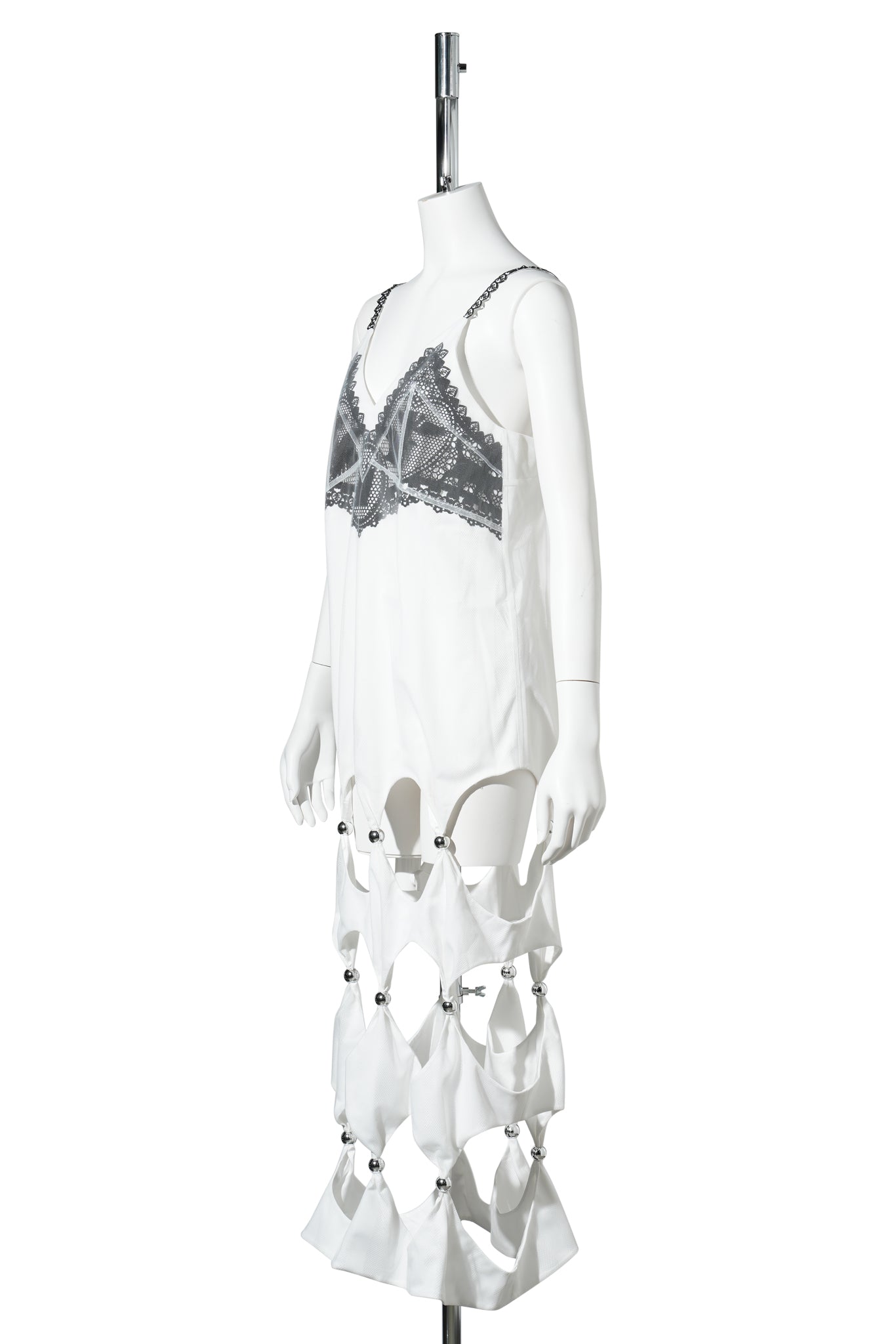 FELINE CAGE SLIP / WHITE/BLACK