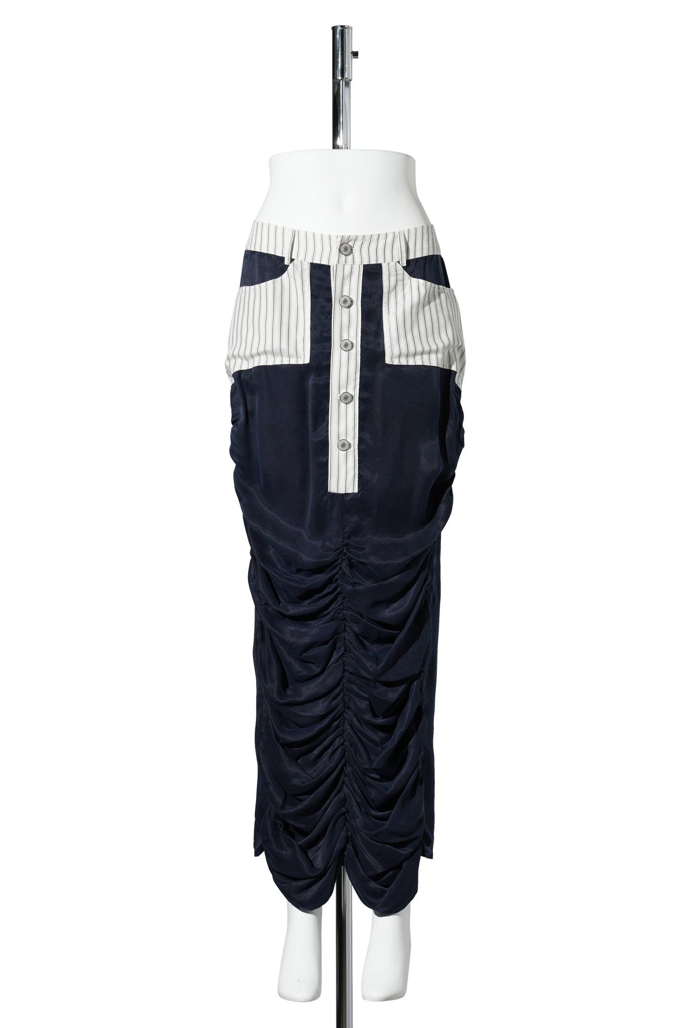NAUTICAL PINSTRIPE RUCHE / NAVY/WHITE
