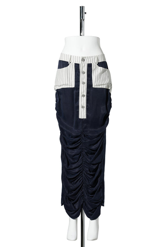 NAUTICAL PINSTRIPE RUCHE / NAVY/WHITE