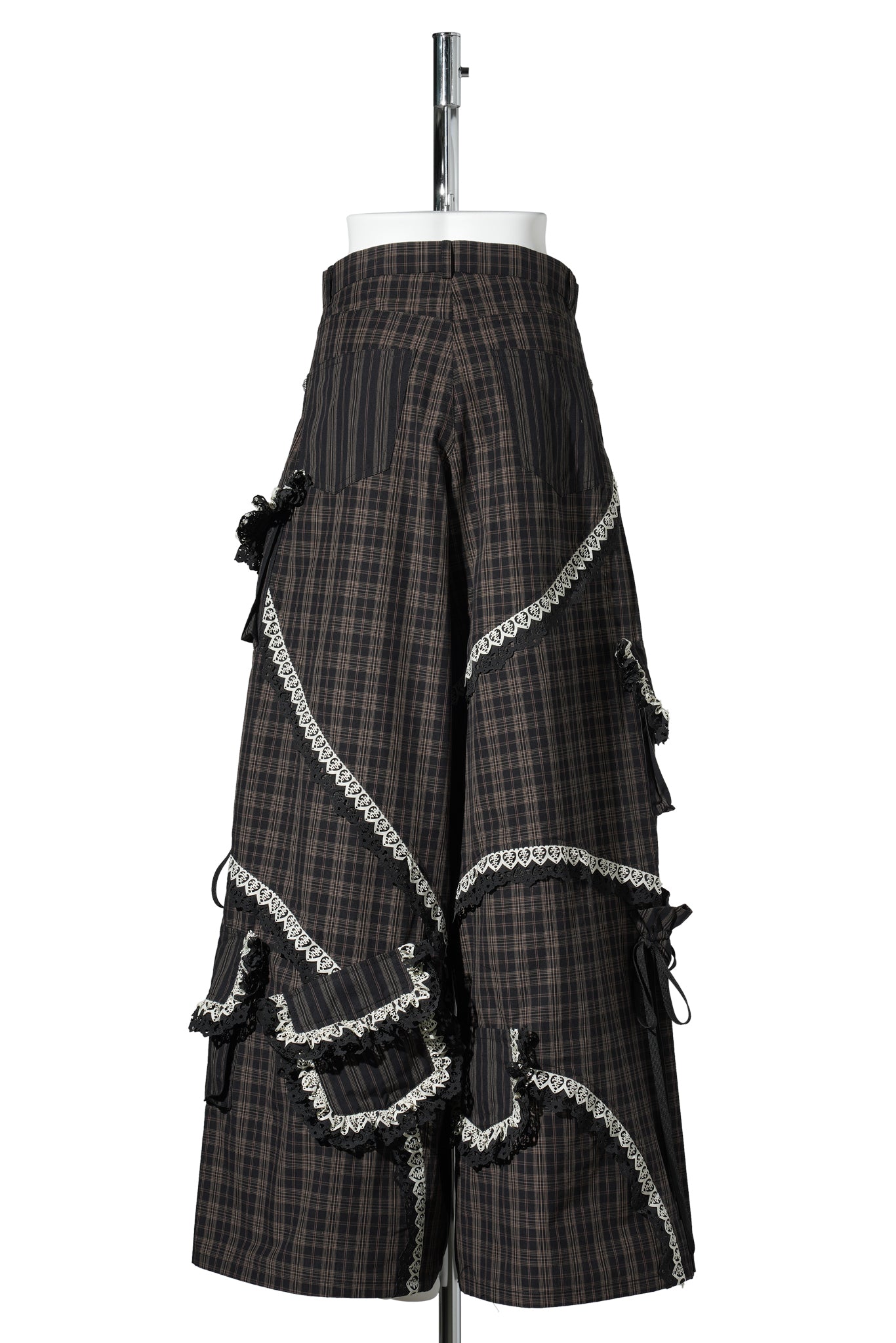PLAID LACE POCKET CARGOS BODY / BROWN