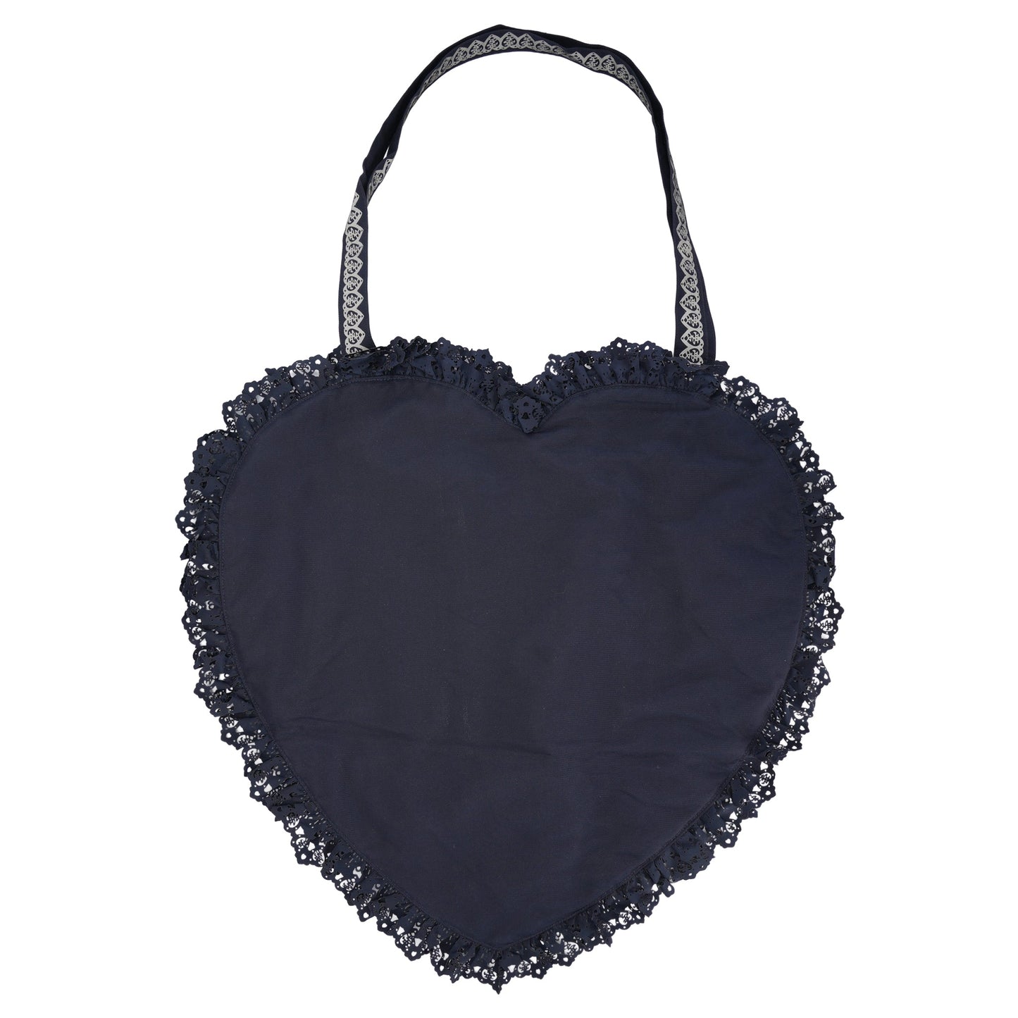 LACE HEART SATCHEL / NAVY/WHITE
