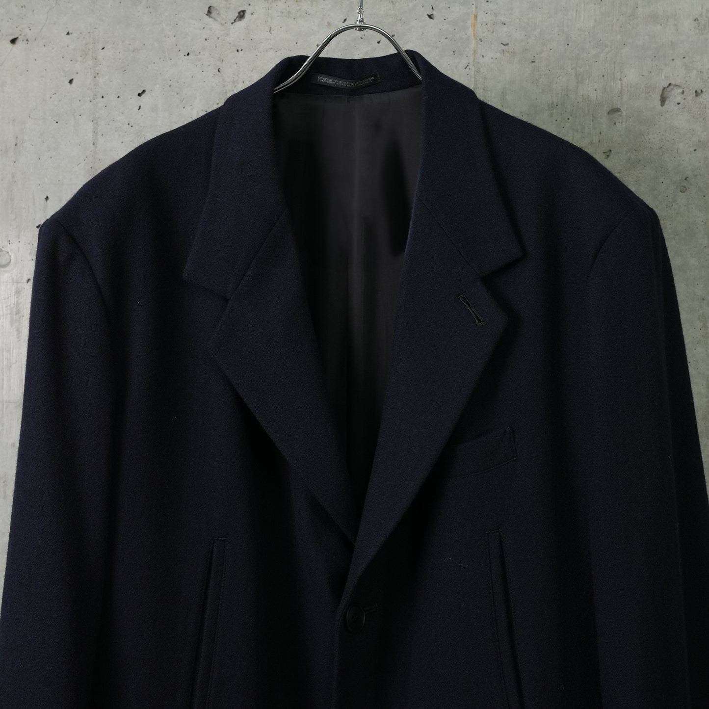 WOOL NYLON LONG JACKET WITH MACKIN SLEEVE / NAVY