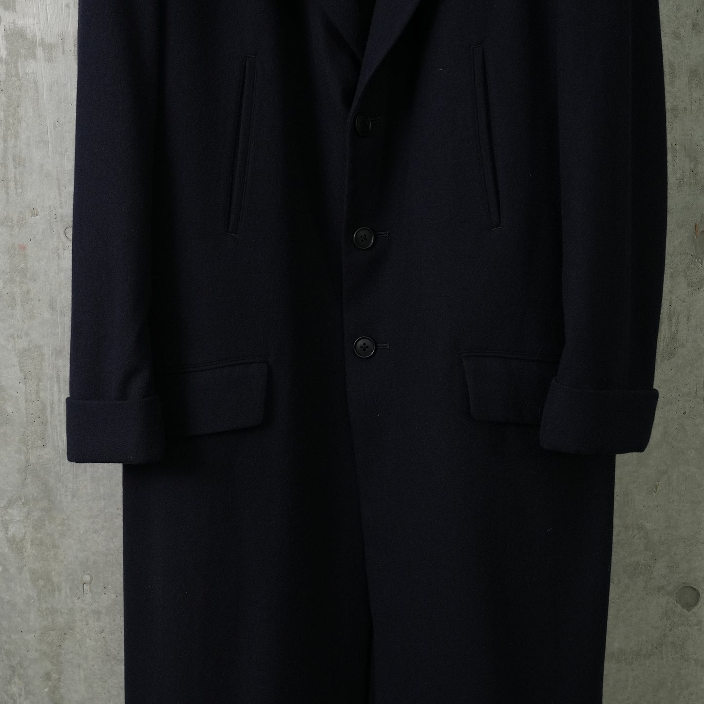 WOOL NYLON LONG JACKET WITH MACKIN SLEEVE / NAVY