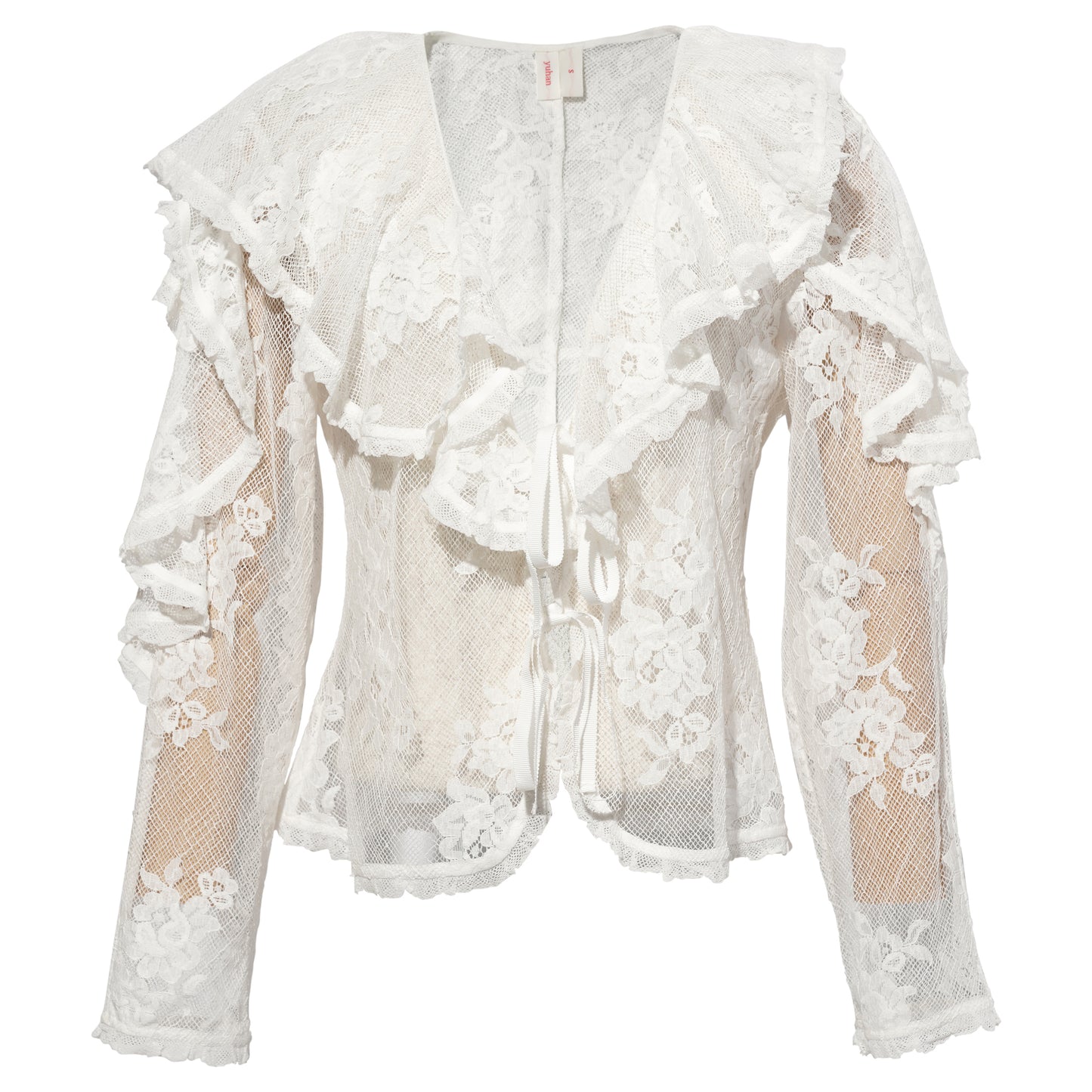 ROSE LACE RUFFLED BLOUSE / WHITE