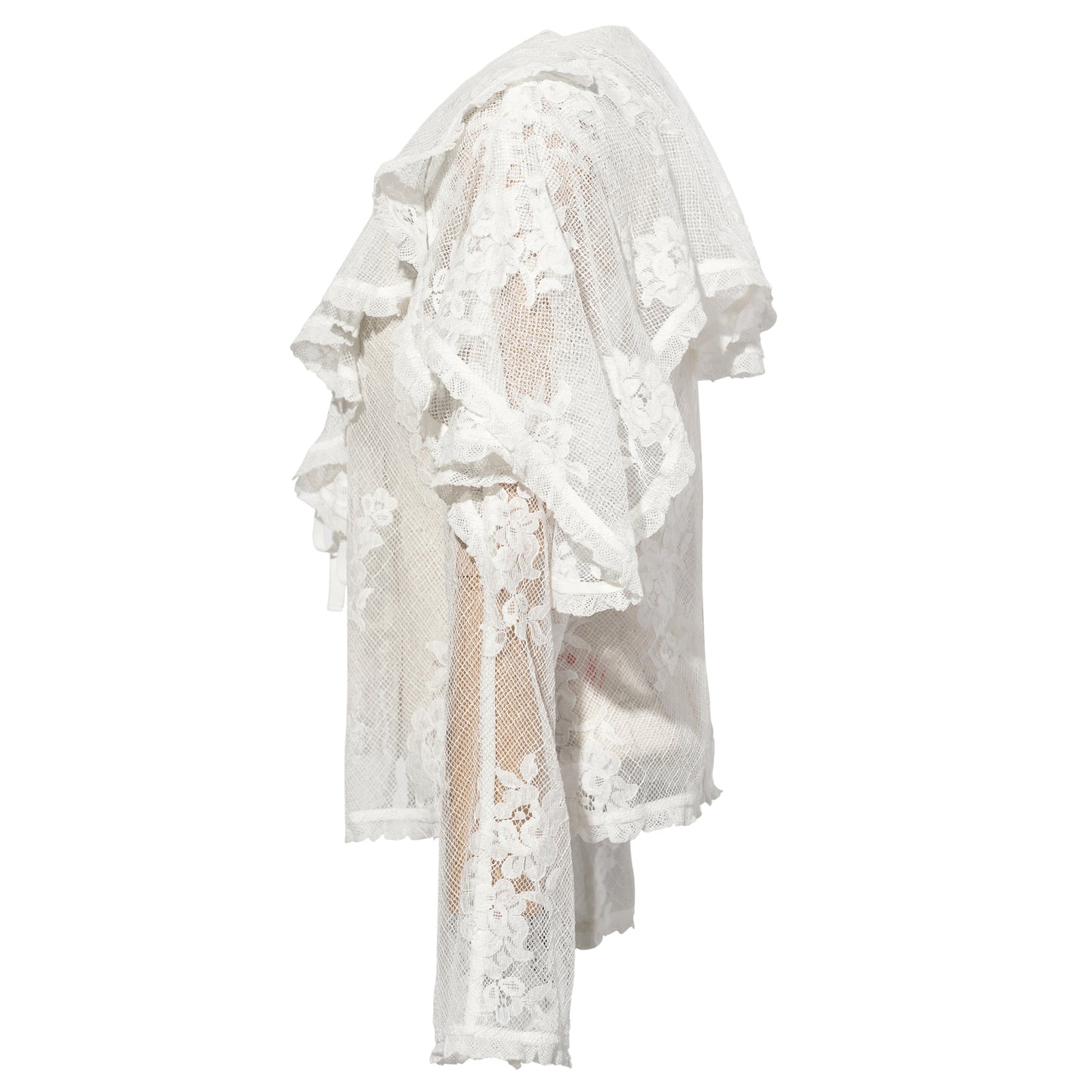 ROSE LACE RUFFLED BLOUSE / WHITE