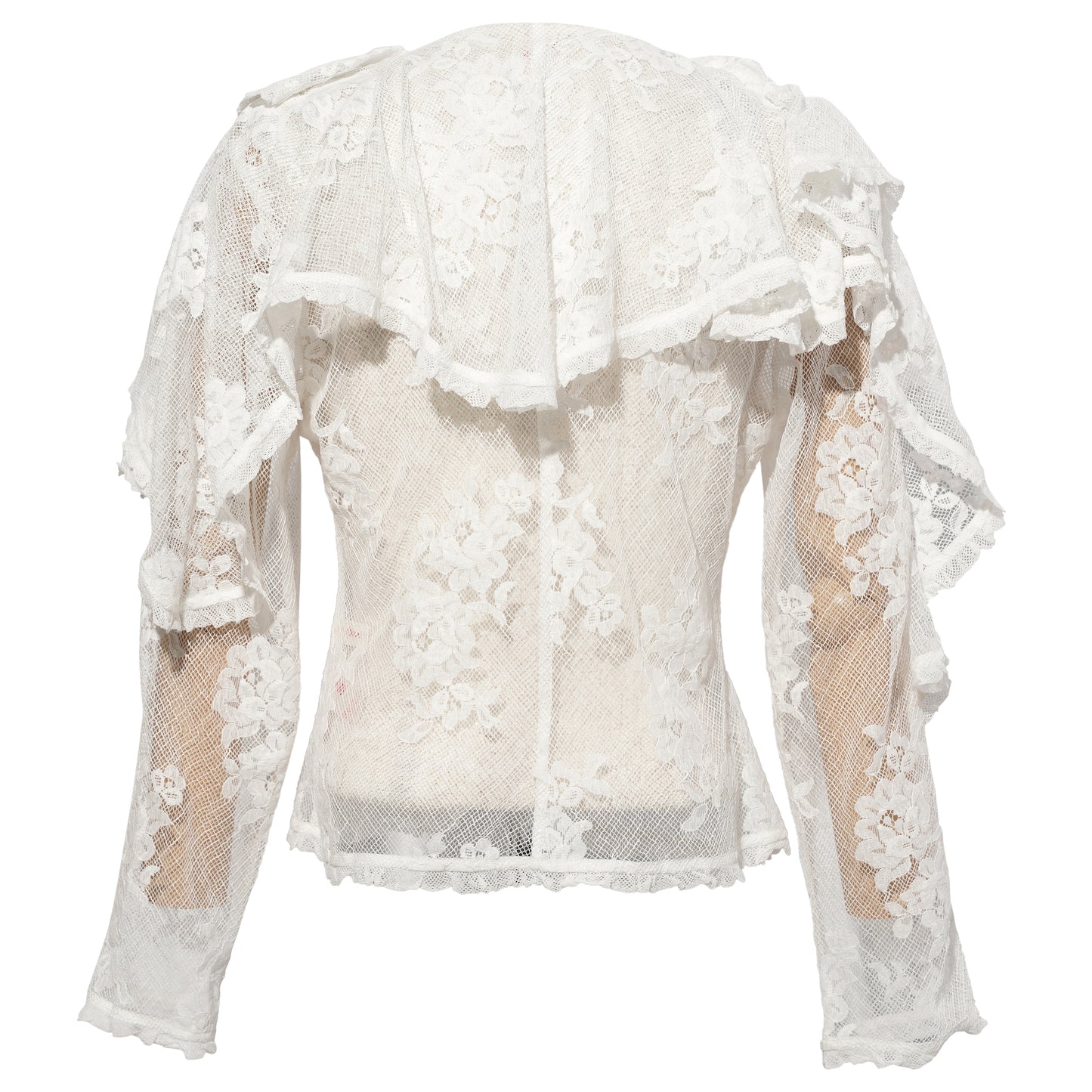 ROSE LACE RUFFLED BLOUSE / WHITE