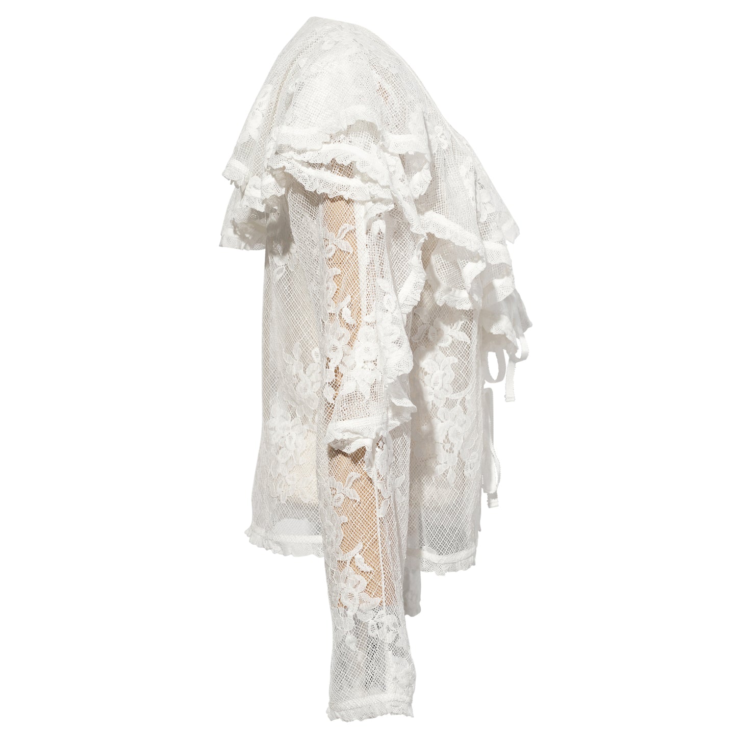 ROSE LACE RUFFLED BLOUSE / WHITE