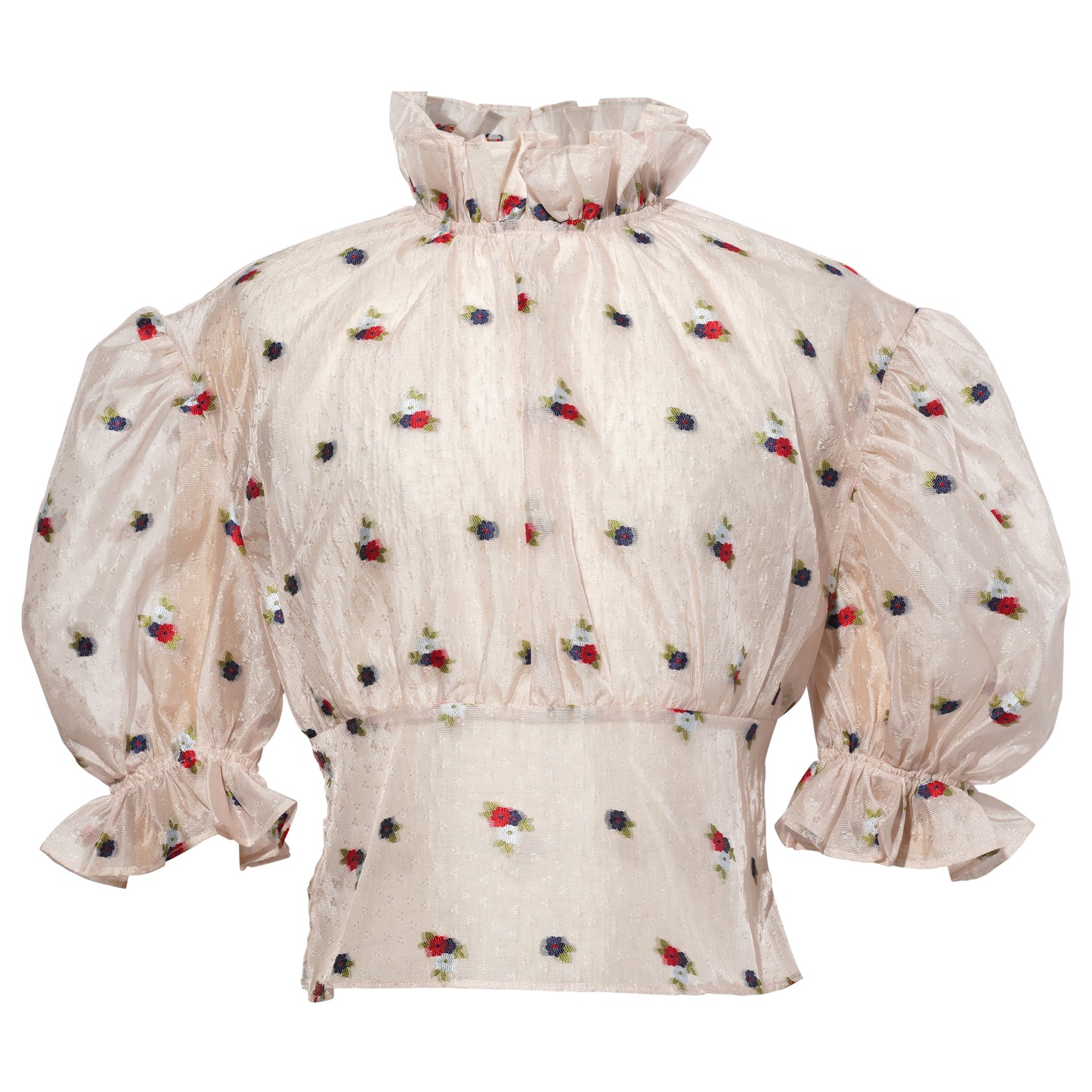 FLORAL JACQUARD BLOUSE / CHAMPANGE FLORAL